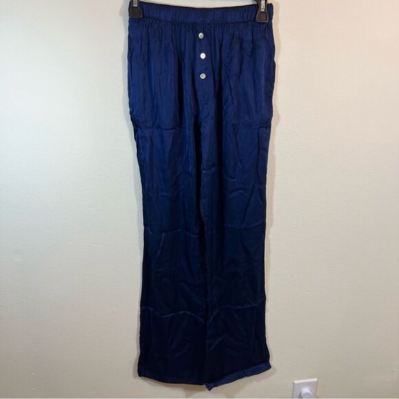 DONNI. Silky Flared Pants in Navy Blue XS NWT - Picture 5 of 13